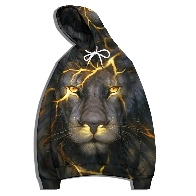 Harajuku Style Animal Lion Tiger 3D Printing Sportwear Clothes Hoodies Female Euro Size S-6XL Hooded Sweatshirt Casual Pullover