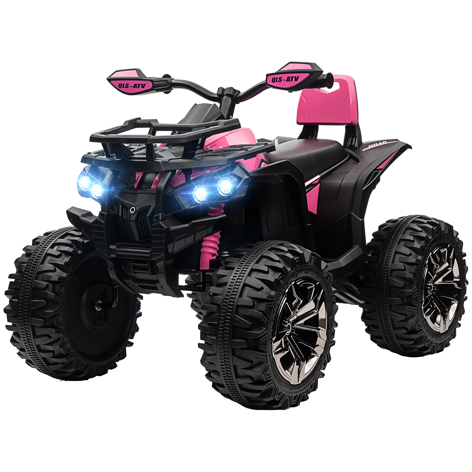 12V 4 Wheeler Kids Atv with Music, Headlights for 37-60 Months Boys and Girls, Pink