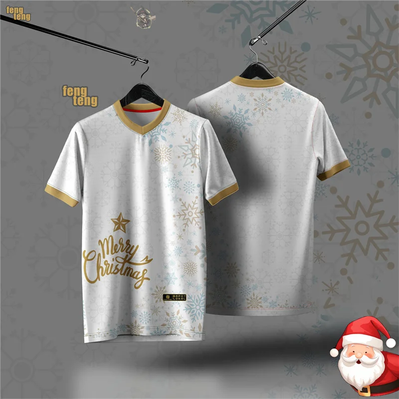 Christmas V-neck Short Sleeve T-shirt For Men Funny Festival Stripe Popular Short Sleeve Tee Shirt Merry Christmas New Year 2026