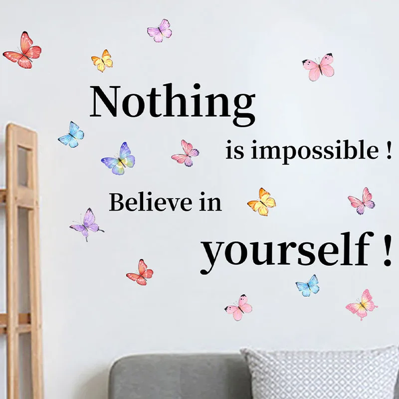 Creative English Think Inspirational Proverbs Wall Stickers Background Wall Living Room Bedroom Simple Decoration