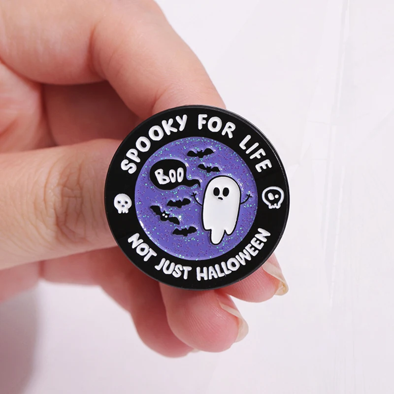 Halloween Pins Lapel Badges, Jóias Góticas Punk, Presente para amigos, Broche de esmalte Boo Ghost, Broche assustador personalizado, não apenas Halloween