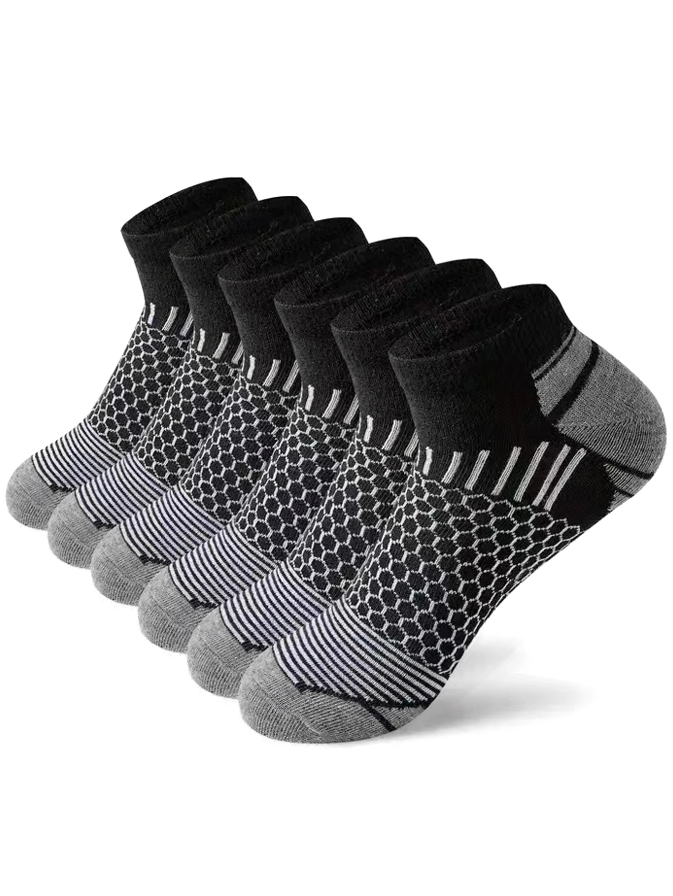 6/12 Paar Herren-Kurz-Sportsocken - Feuchtigkeitsableitend, Atmungsaktiv, Ganzjahres-Sportsocken – Detail 8