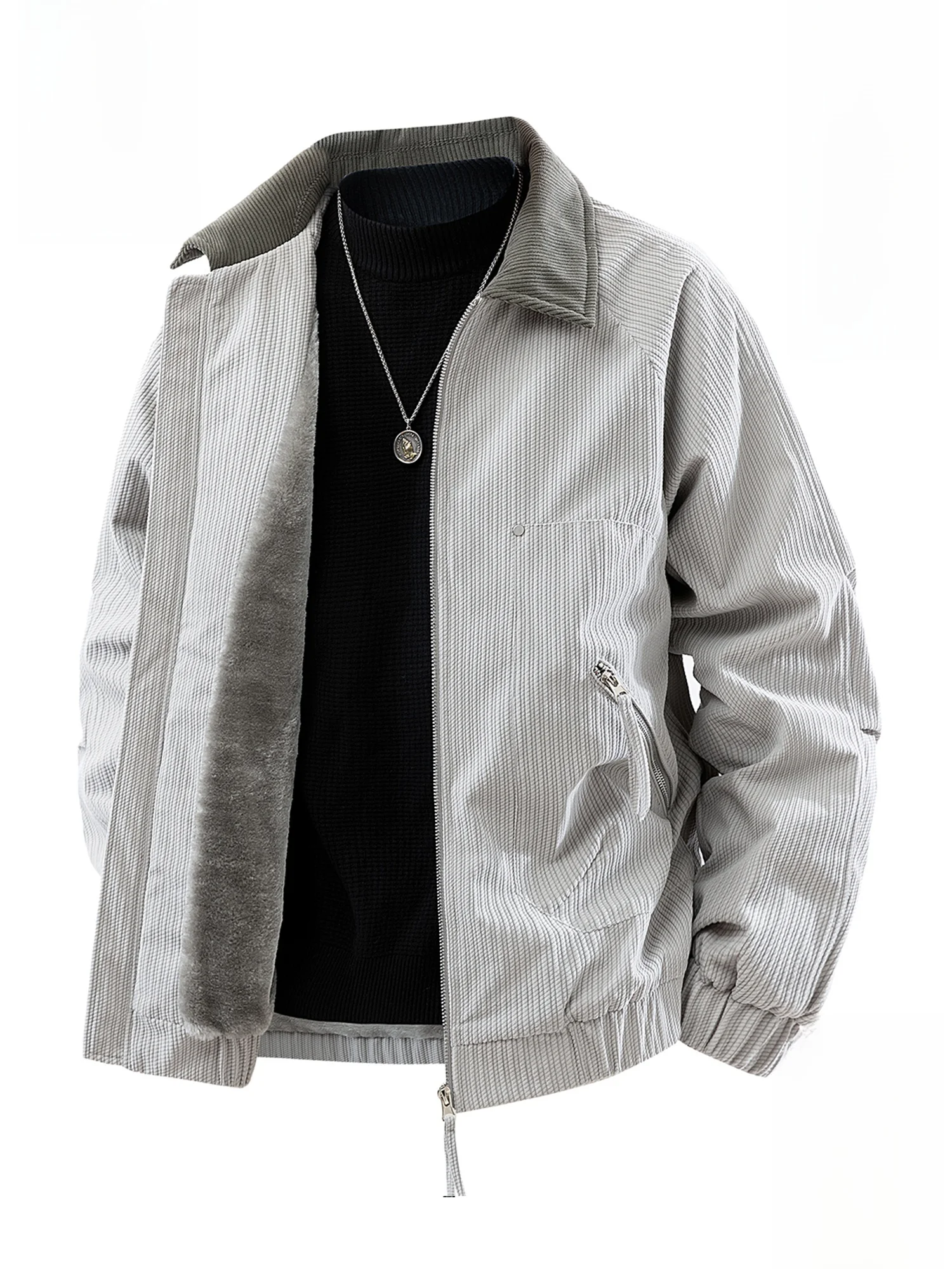 

PaulFrank Monkey American Sle Corduroy Jaet Men's Loose Fit Warmth Autumn Winter Outerwear Retro Sle Zipper Closure