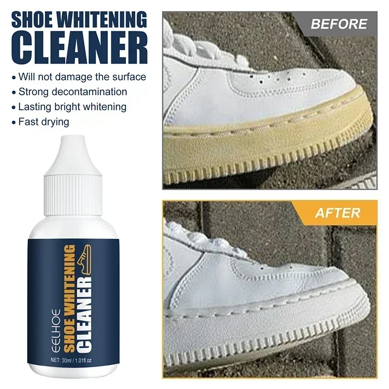 Shoe Whitening Cleanser Deep Cleaning Brightening Remove Yellow Stains Maintenance Sports Shoe Edge Decontamination Cleaner 30ml