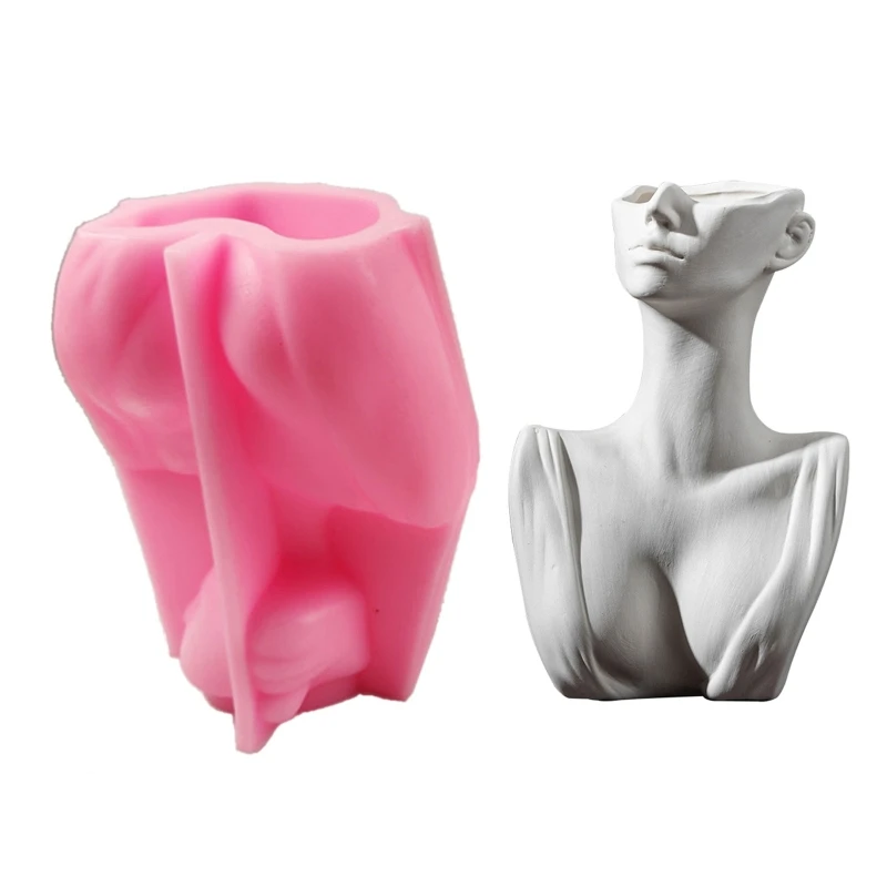 

3D Resin Plaster Cement Concrete Flower Pot Mould Creative Abstract Human Body Molds Silicone Mold DIY Casting Mold