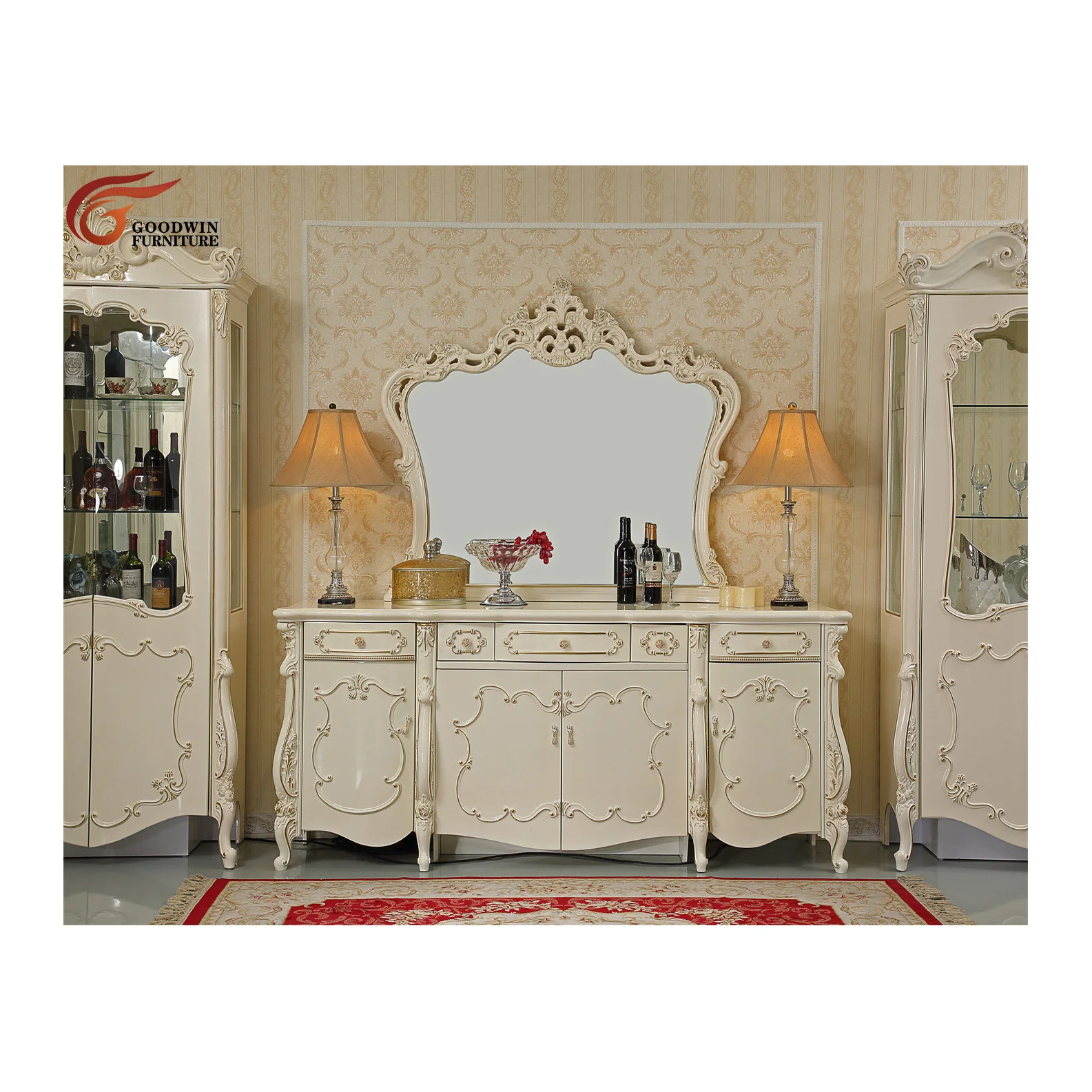 Factory Price Classic Antique Style Wooden Dining Room Furniture Dining Room Decor Side Cabinet GD76