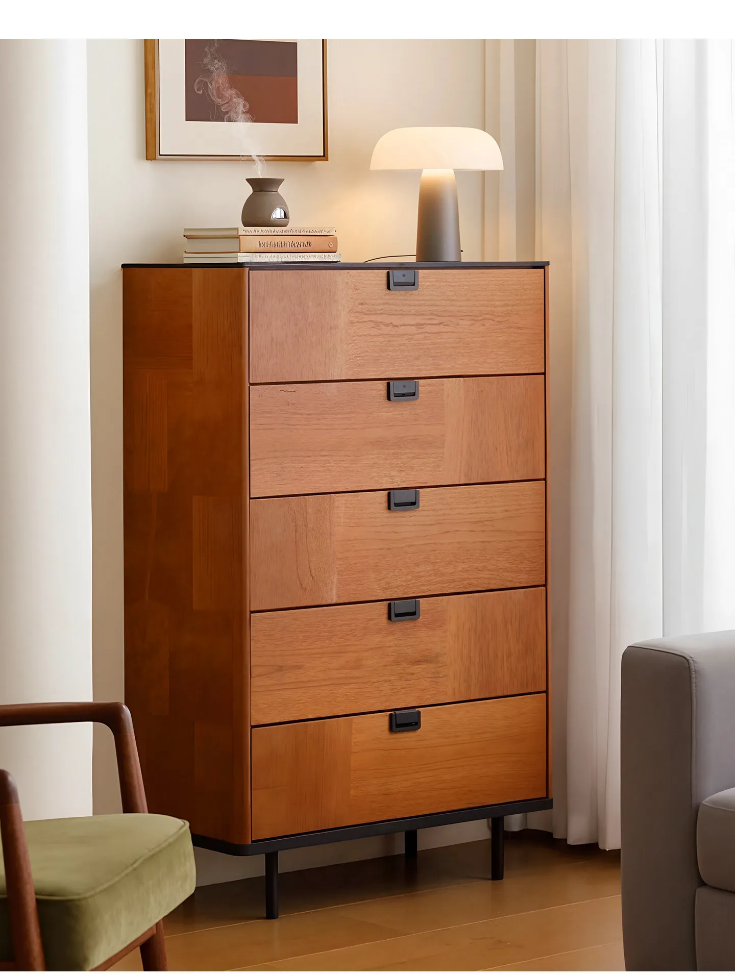 ZML Locker Solid Wood Household Wall Storage Bucket Cabinet Living Room Sofa Side Cabinet