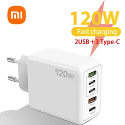 Xiaomi 120W Fast Charger Multi 5 Ports USB C PD Fast Charging PD Quick Charge 3.0 USB C Phone Charger For iPhone  Samsung 2024