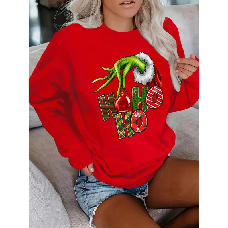 レタープリントスウェットシャツ クルーネック カジュアルスウェットシャツ ファル用