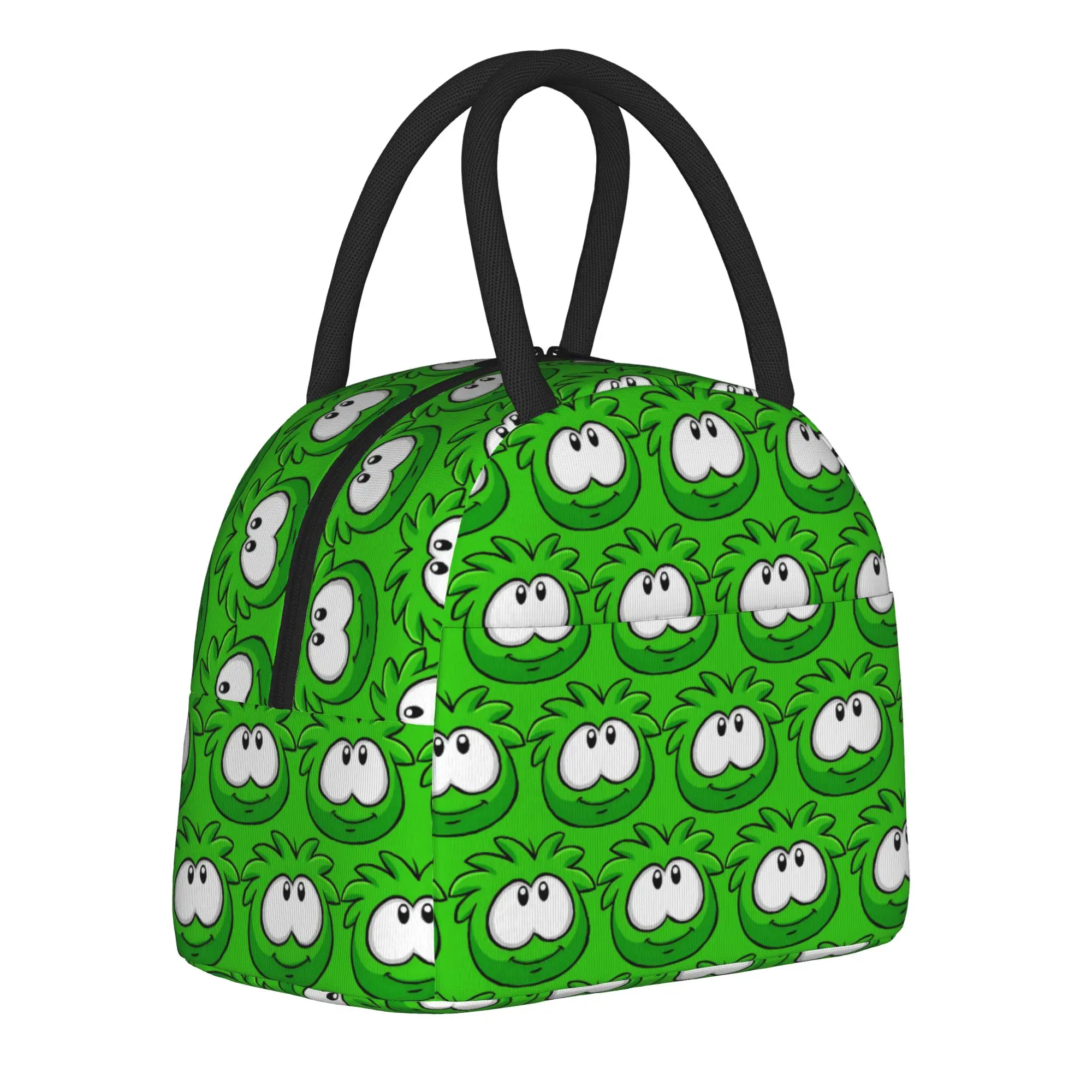 Green puffle Club Penguin Insulated Lunch Bag Leakproof  Meal Container Cooler Bag Tote Lunch Box School  Outdoor Men Women
