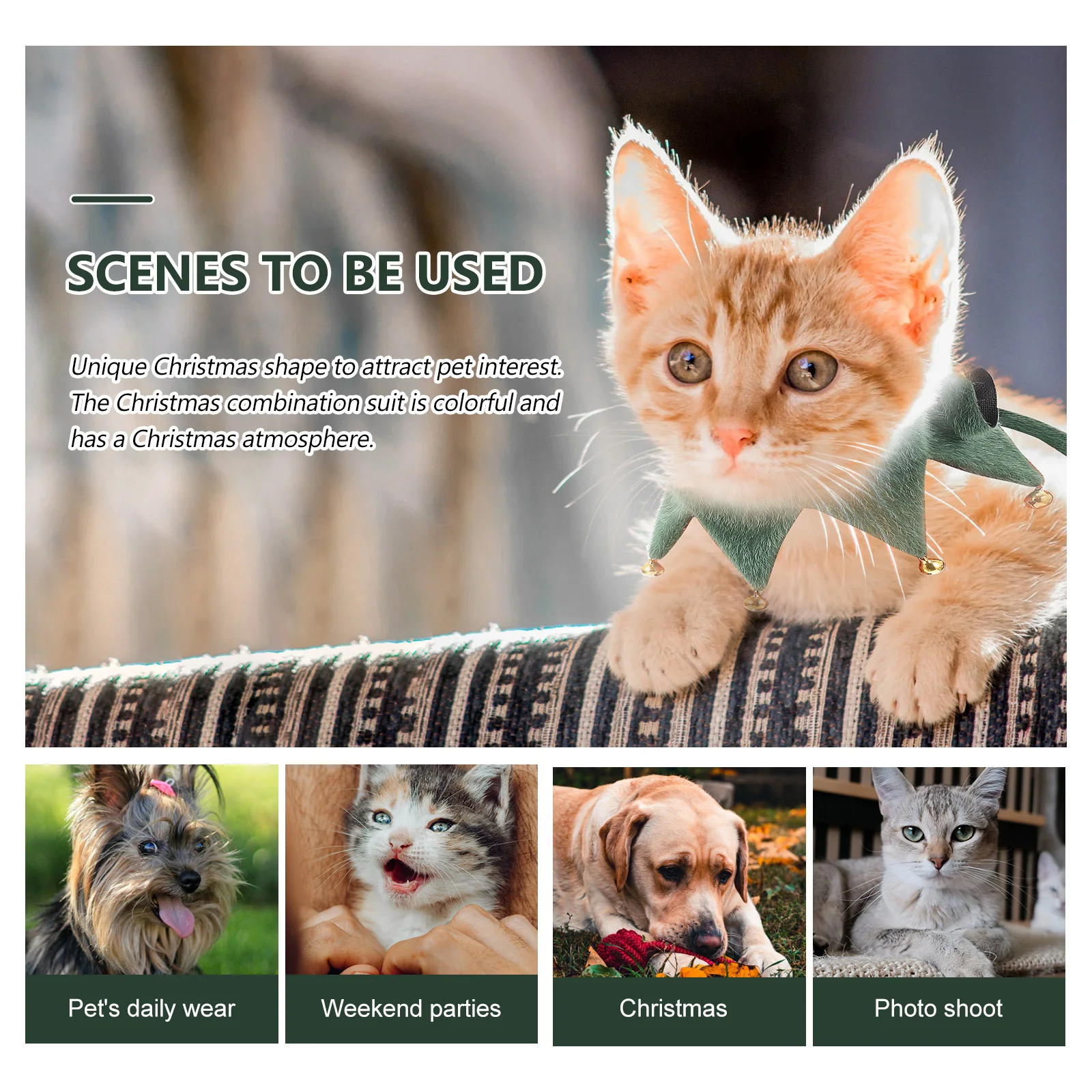 

Pet Christmas Scarf Dog Cat Warm Neck Decorative Accessory Festive Party Wear Pet Christmas Scarf Dog Winter Scarves