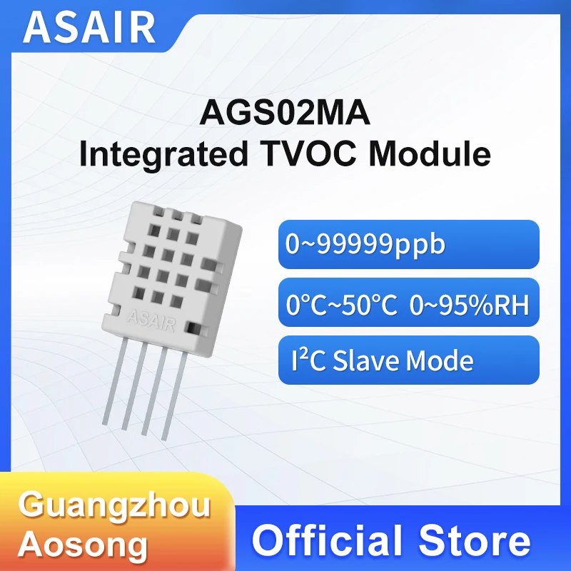 ASAIR AGS02MA Módulo de Sensor de Gas Industrial, Sensor de calidad del aire, proceso Semiconductor