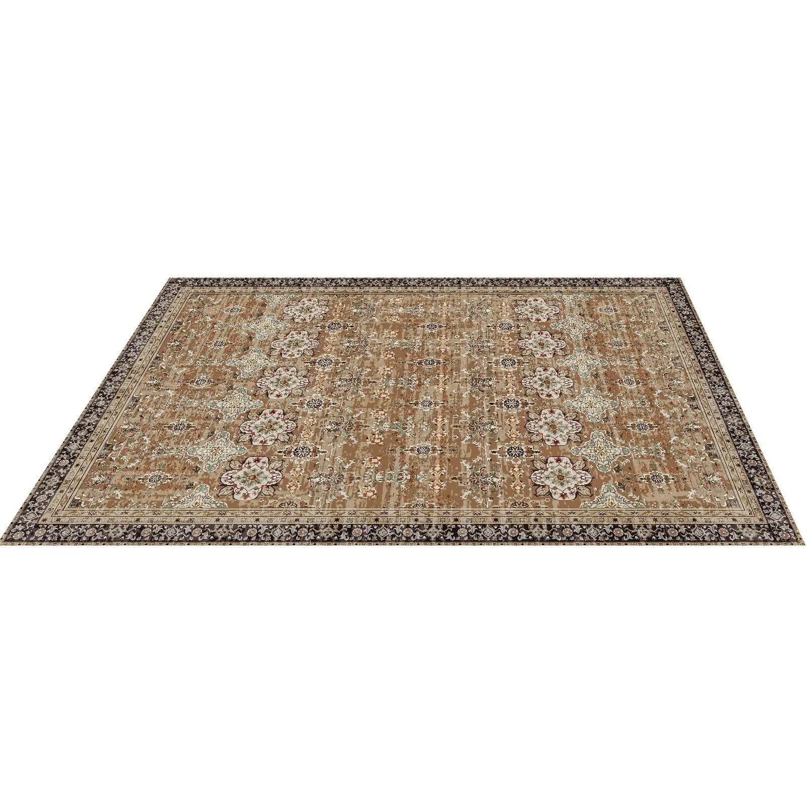 

Large Area Rug 8 x 10 ft Anti-Skid Tear-Resistant Floor Mat Vintage Brown Green