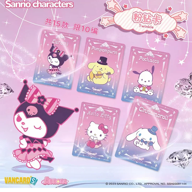 Juego de animación Sanrio, juguetes periféricos, personaje de Sanrio, tarjeta de colección de fiesta de estrellas, Kuromi, figura Compatible con HelloKitty