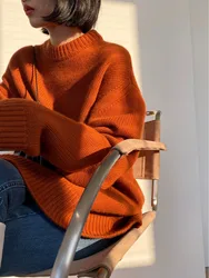 Autunno e inverno nuovo girocollo 100% puro cashmere maglione pullover donna spessa maglia allentata