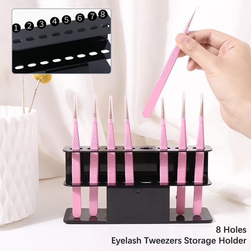 8 Holes Convenient Tweezers Stand Shelf Hold Tattoo Makeup Tool Acrylic Eyelash Tweezers Storage Holder Stand Eyelash Extension