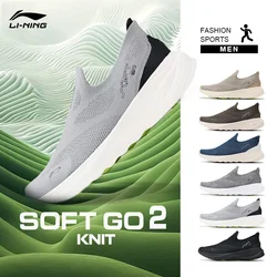 LI-NING Men's SOFT GO 2 Knit Slip-on Casual Walking Shoes Cushion Comfort Stable Mesh Jogging Daily Sports Sneaker AGLV017