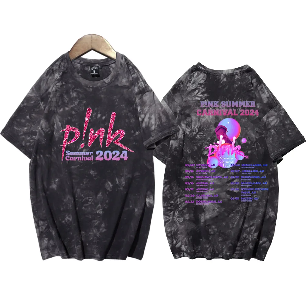 P!nk Pink Singer Summer Carnival 2024 Tour Tie Dye Shirts Unisex Round Neck Short Sleeve T-shirt