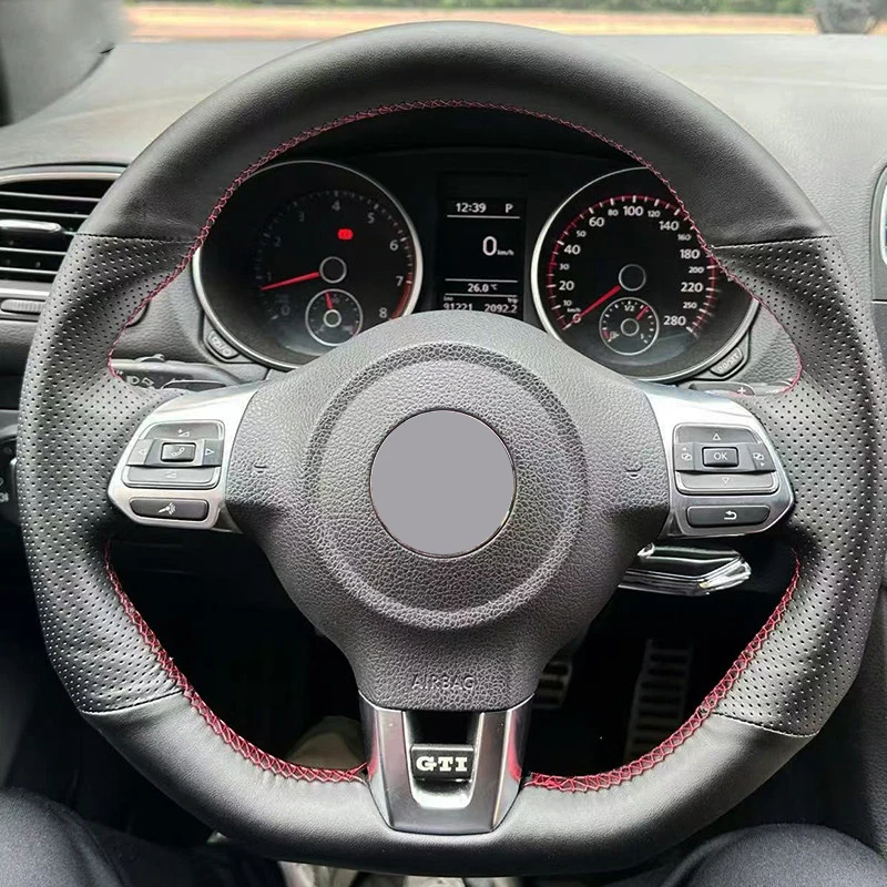 

Кожаный чехол на руль для Volkswagen Golf 6 GTI MK6, VW Polo GTI, Scirocco R, Passat CC R-Line 2010, аксессуар для интерьера автомобиля