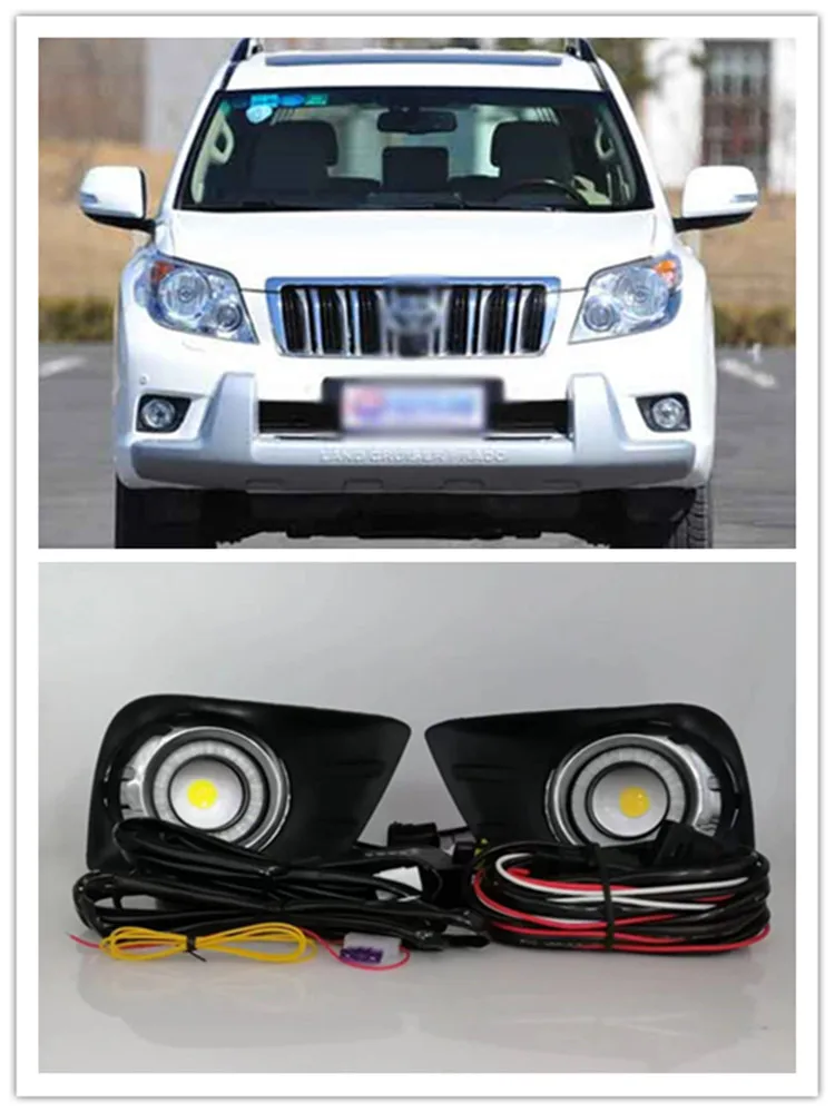 

LED Fog Lights Assembly For Toyota Land Cruiser Prado FJ150 2011 2012 2013 Front Bumper Fog lamp Replacement Angel Eye Daylight