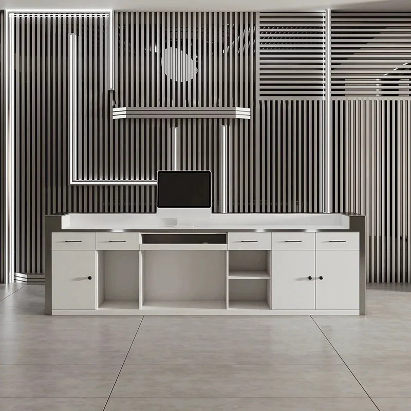 custom.Popularity Customized Hotel Lobby bar Counter Service Company Front Desk Office Black Marble Reception Desk
