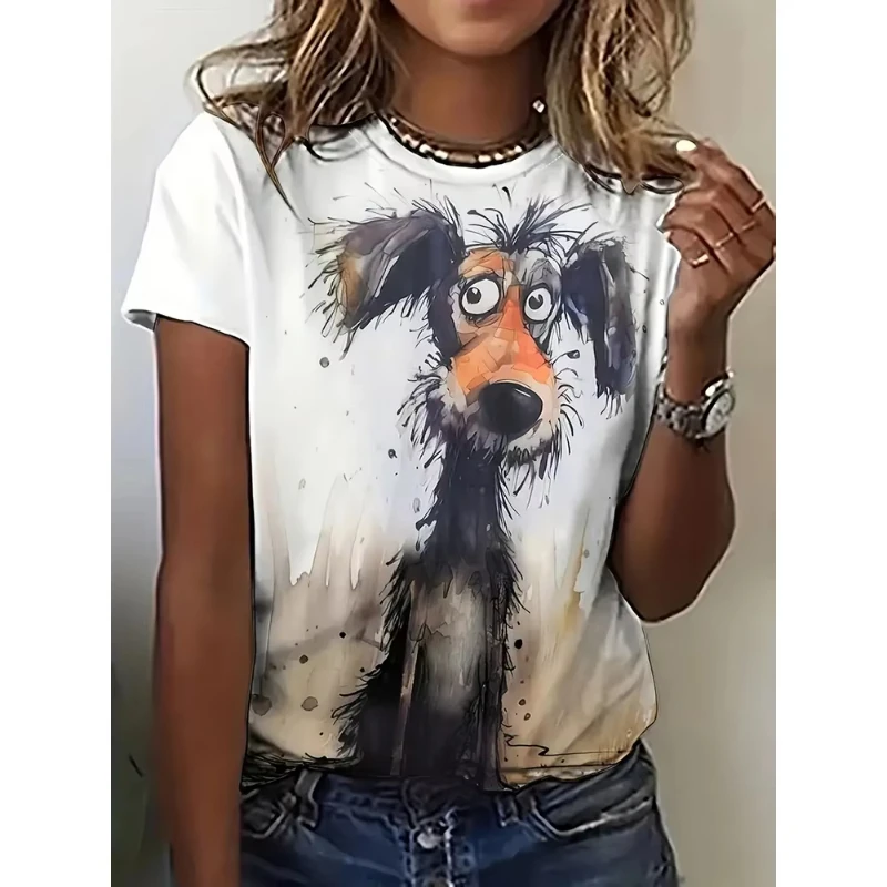 Funny Animal Graphic 3d Print Women's T Shirts Causal Short Sleeve Top Women Kawaii Fashion Summer Oversized Female Clothing New