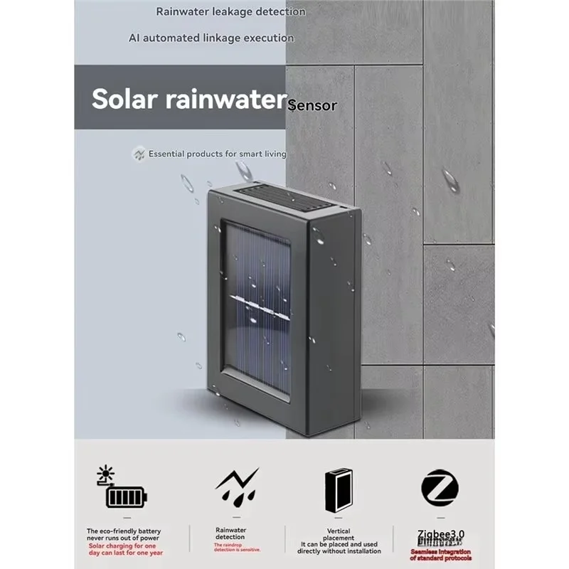 High Sensitivity Water Leak Detector Tuya Solar Powered Zigbee Rain Sensor Rainfall Reminder Via APP