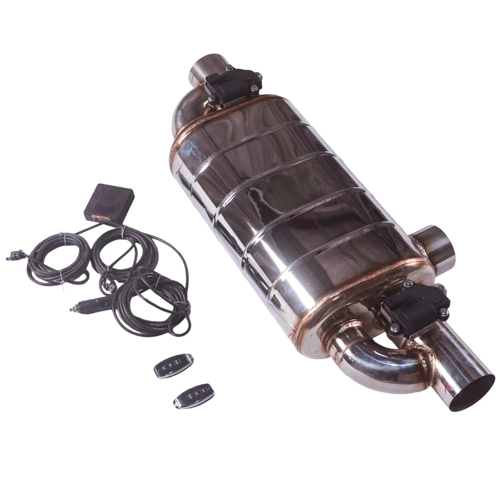 Universal Exhaust Muffler with Valve SUS304 6MM 63MM 70MM 76MM