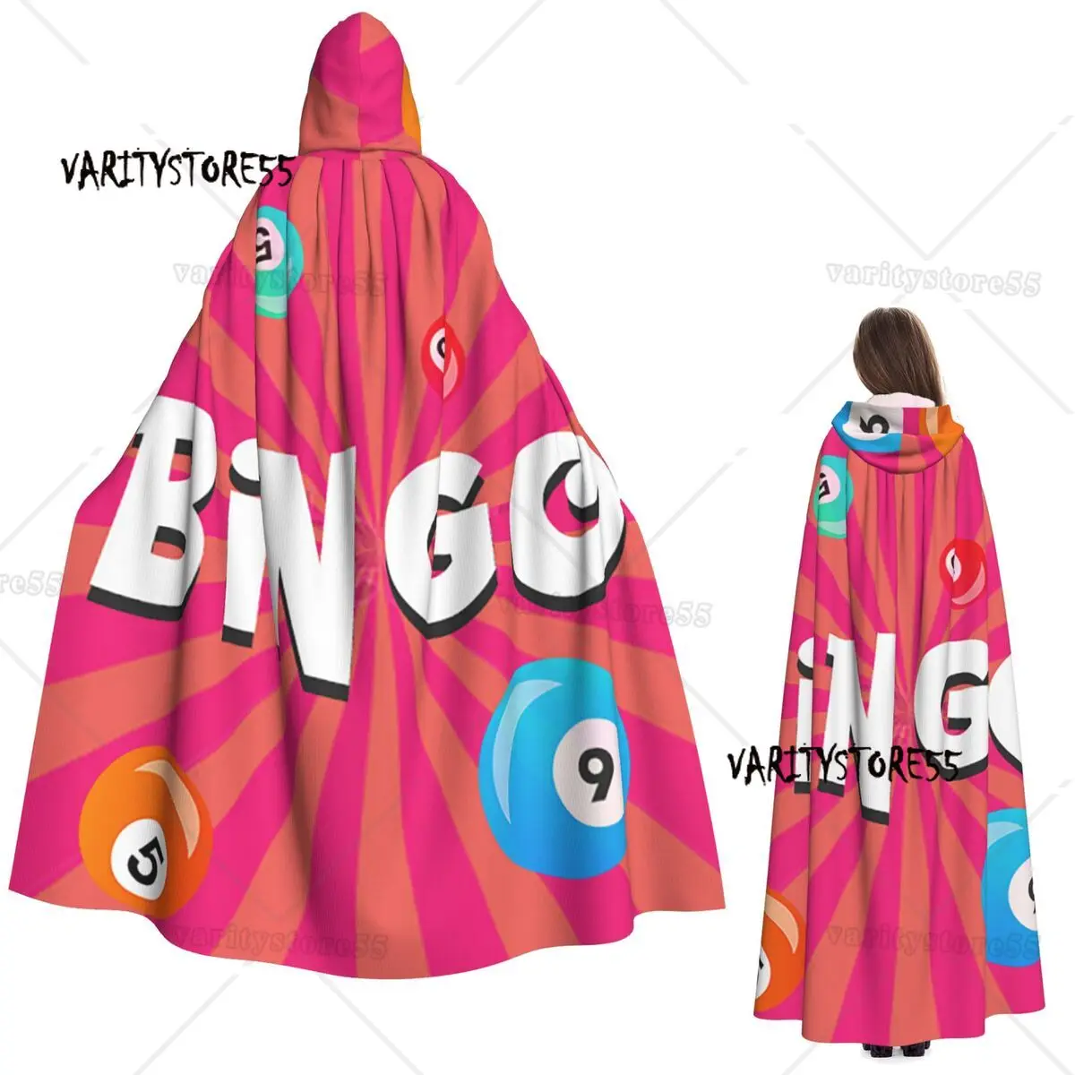 

Горячая игра Бинго длинный плащ с капюшоном ведьма средневековый костюм косплей накидка Хэллоуин вампир взрослый унисекс