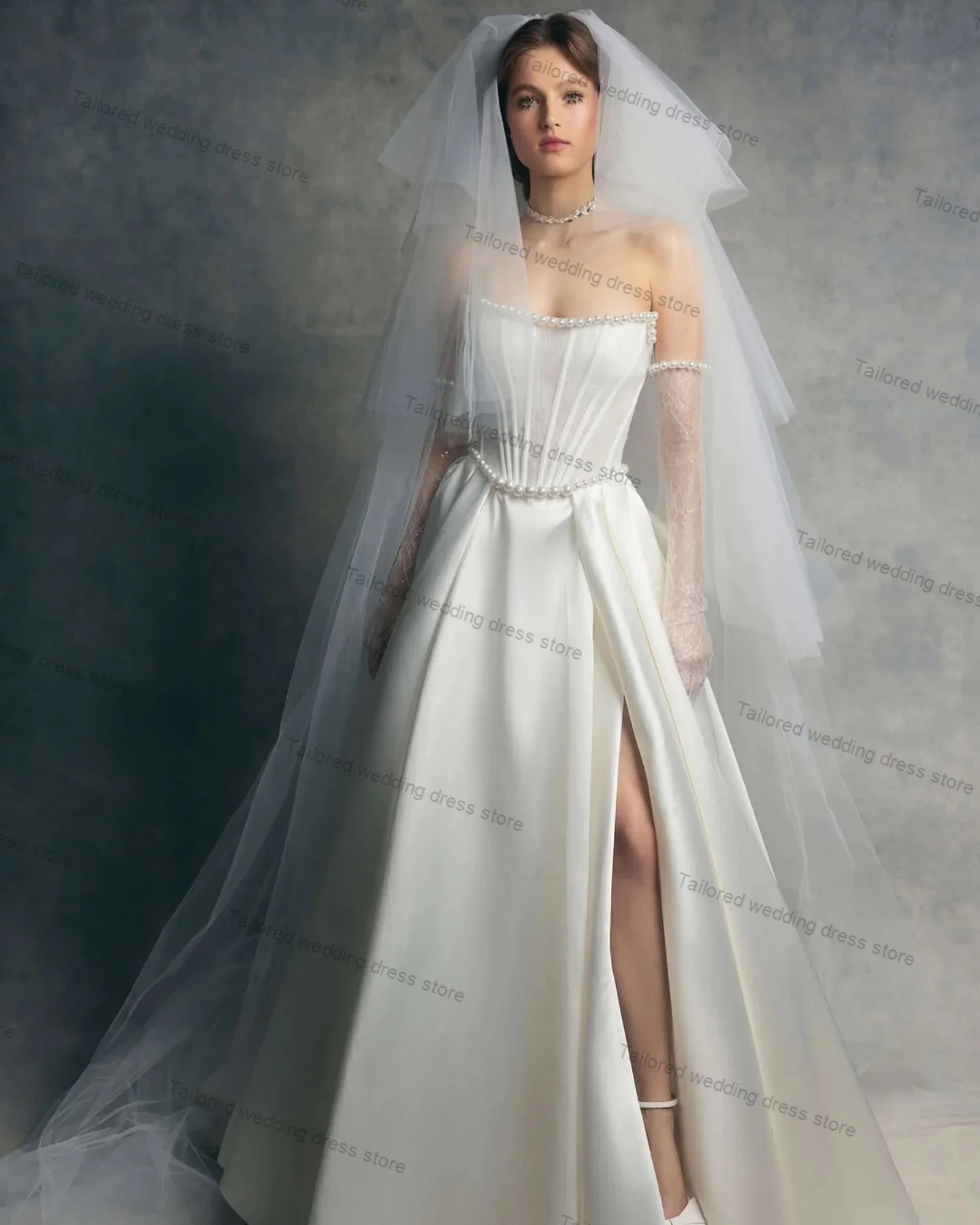 فستان زفاف فاخر مزين بالزهور تنورة على شكل قلب حورية البحر ثوب مسائي للزفاف مخصص بأربطة من الخلف رداء بوهو طويل للضيوف #1