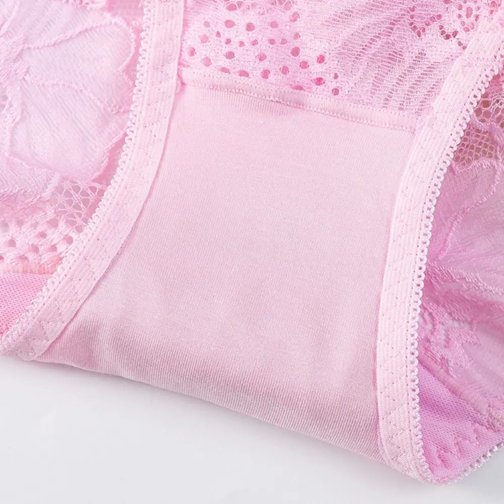 

4PCS Low Waist Lace Flower Panties Underpants Cotton Crotch Seamless Lace Briefs Ultra-thin Mesh Transparent Women Underwear