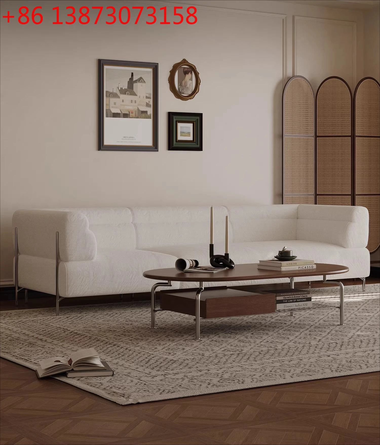 

Wabi Sandy Wind Tonight Sofa Linen Fabric Small Apartment Living Room Straight Row Three-person Modern Simple High Backrest Sofa