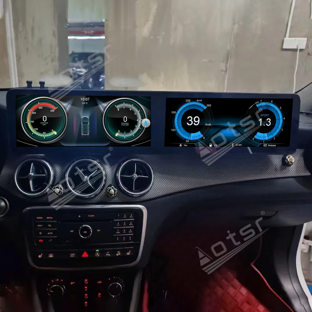راديو سيارة مزدوج 12.3 بوصة يعمل بنظام أندرويد 13 CarPlay لسيارة Mercedes Benz A-Class CLA GLA 4.5 2013-2015 5.0 2016-2018 مشغل وسائط متعددة GPS Navi