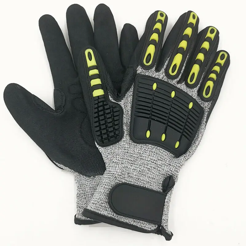 Heavy Duty Cut Resistant Gloves Anti Impact Vibration Oil Safety Work Gloves Anti Cut Shock Absorbing TPR Mechanical Impact Resi