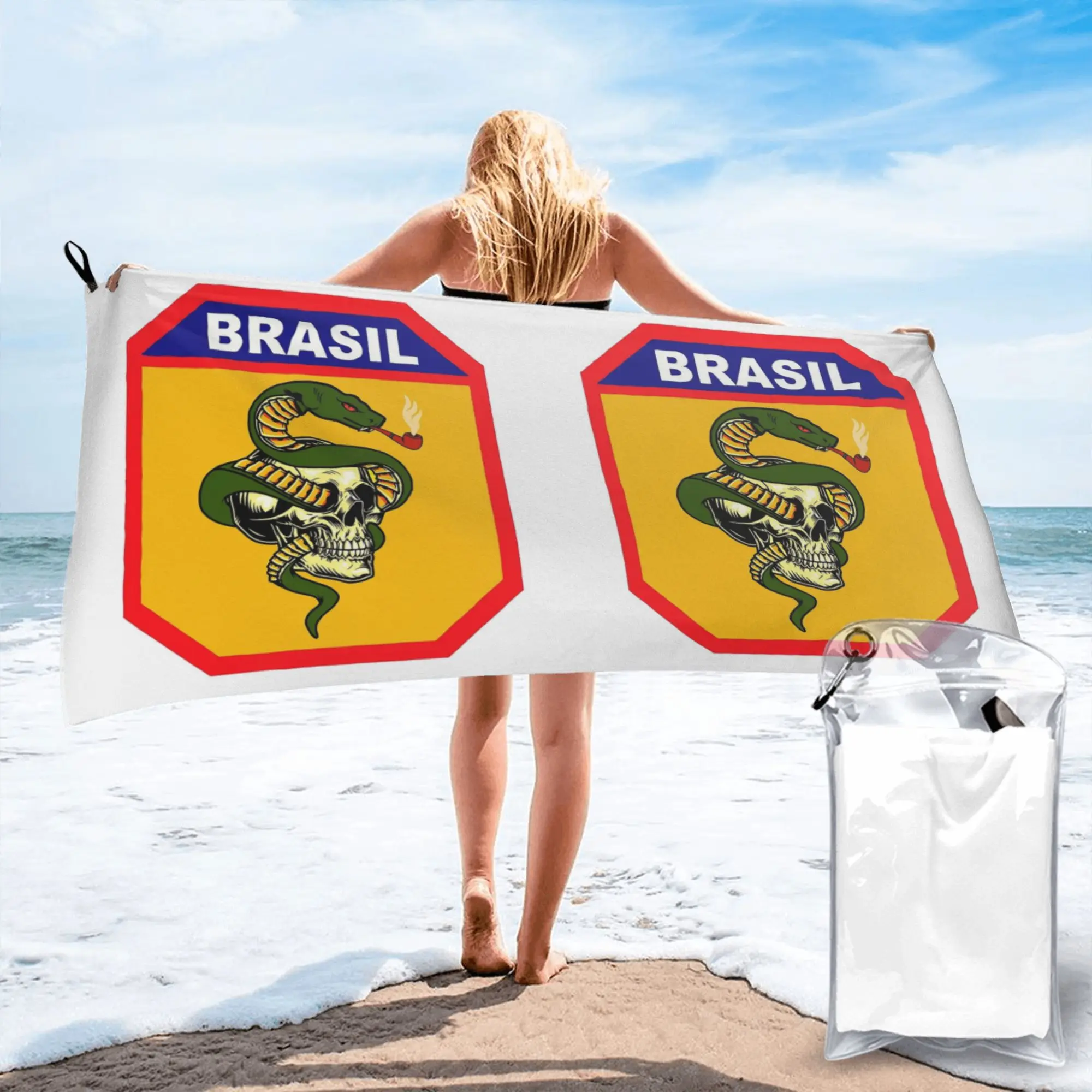 The Smoking Snake Brazilian Expeditionary Force pacht Beach Towel Soft Microfiber Quick Dry Absorbent Quick Towels For Swimming