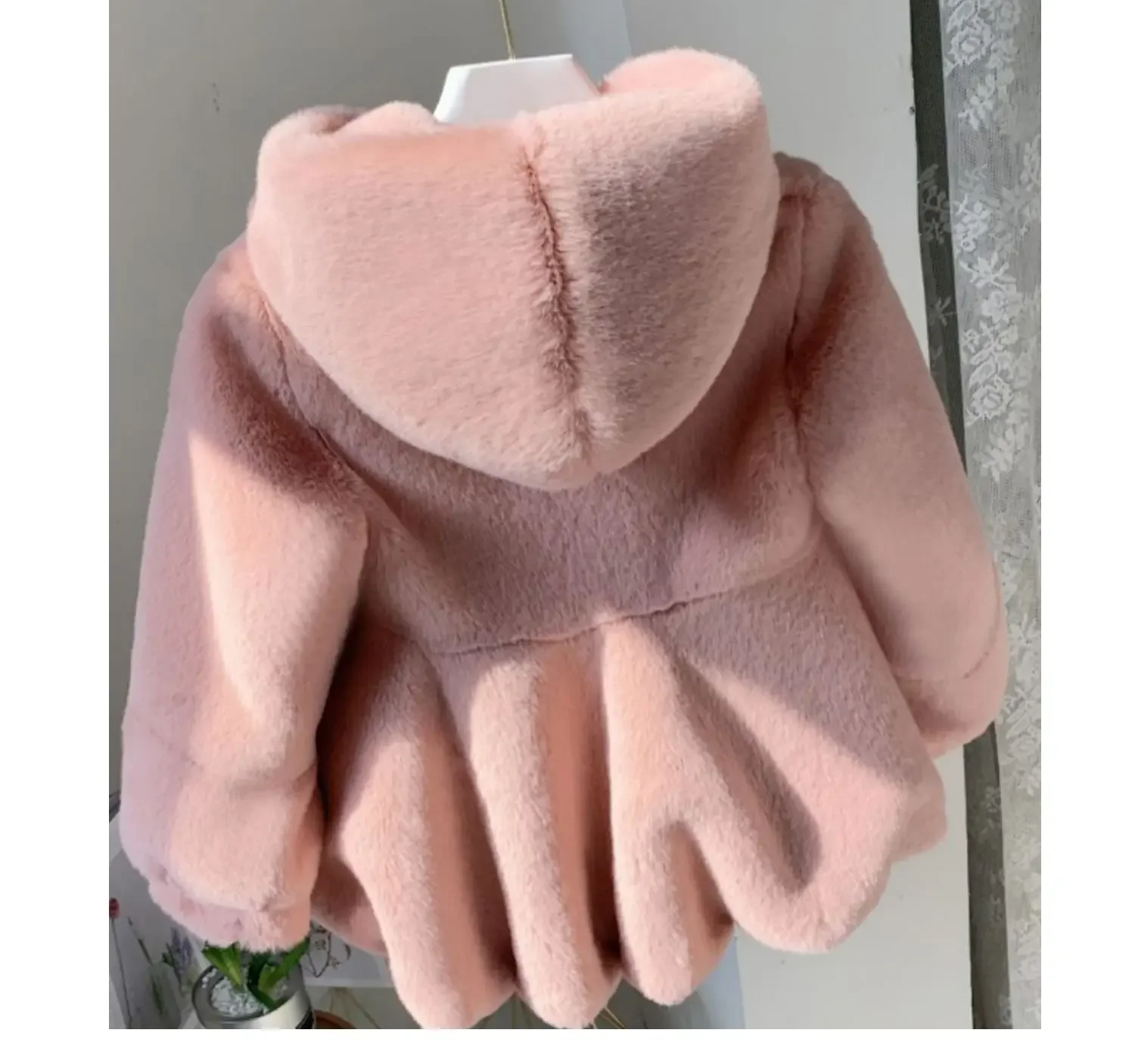 2023 Autumn Winter New Kids Boutique Clothing Baby Girls Coat Thikcen Sweet Fur Fashion Rex Rabbit Fur Solid Color Simple Style