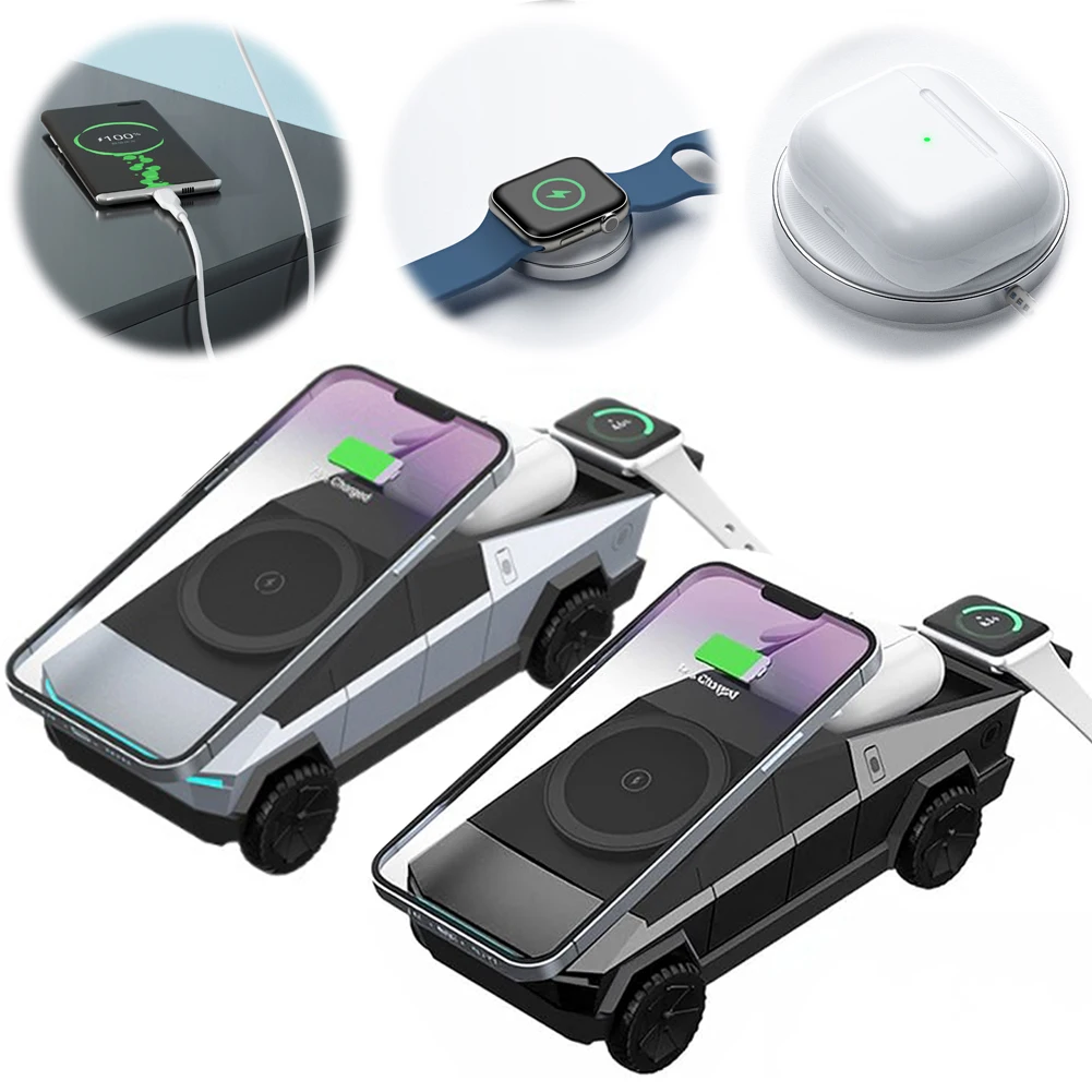 

Настольная подставка 3-в-1 CyberDock Qi2 Беспроводная зарядная станция для IPhone16 Pro Max/AirPods/IWatch Многофункциональное зарядное устройство