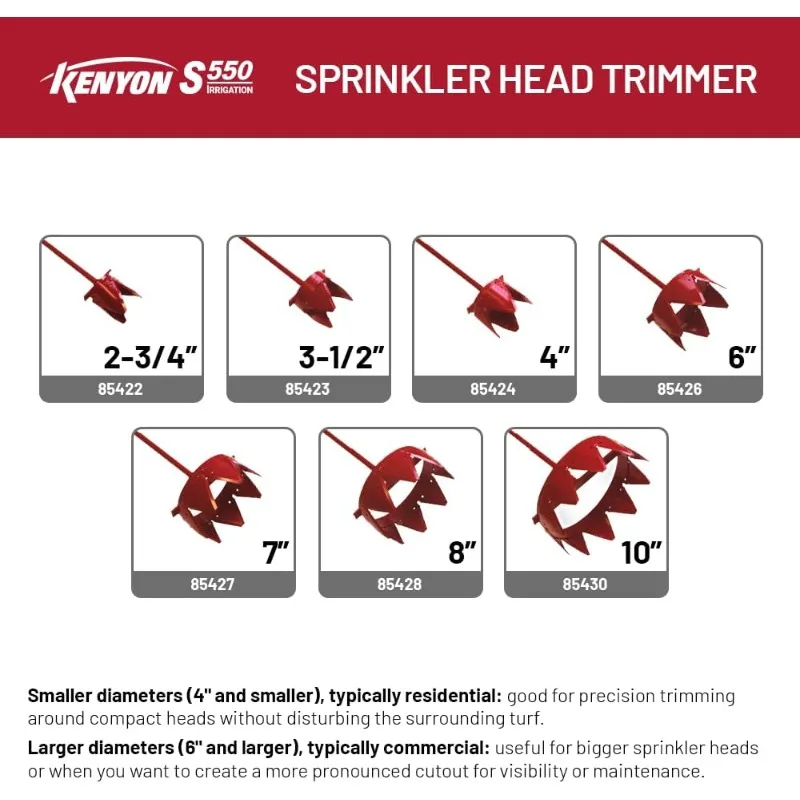 4" Diameter Sprinkler Head Trimmer, 5/8" Steel Rod Shaft, 85424
