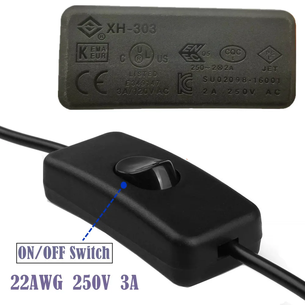 USB Switch Extension Cable Support Data Transmit and Power Supply with On/Off Power Switch for LED Strips, USB Devices