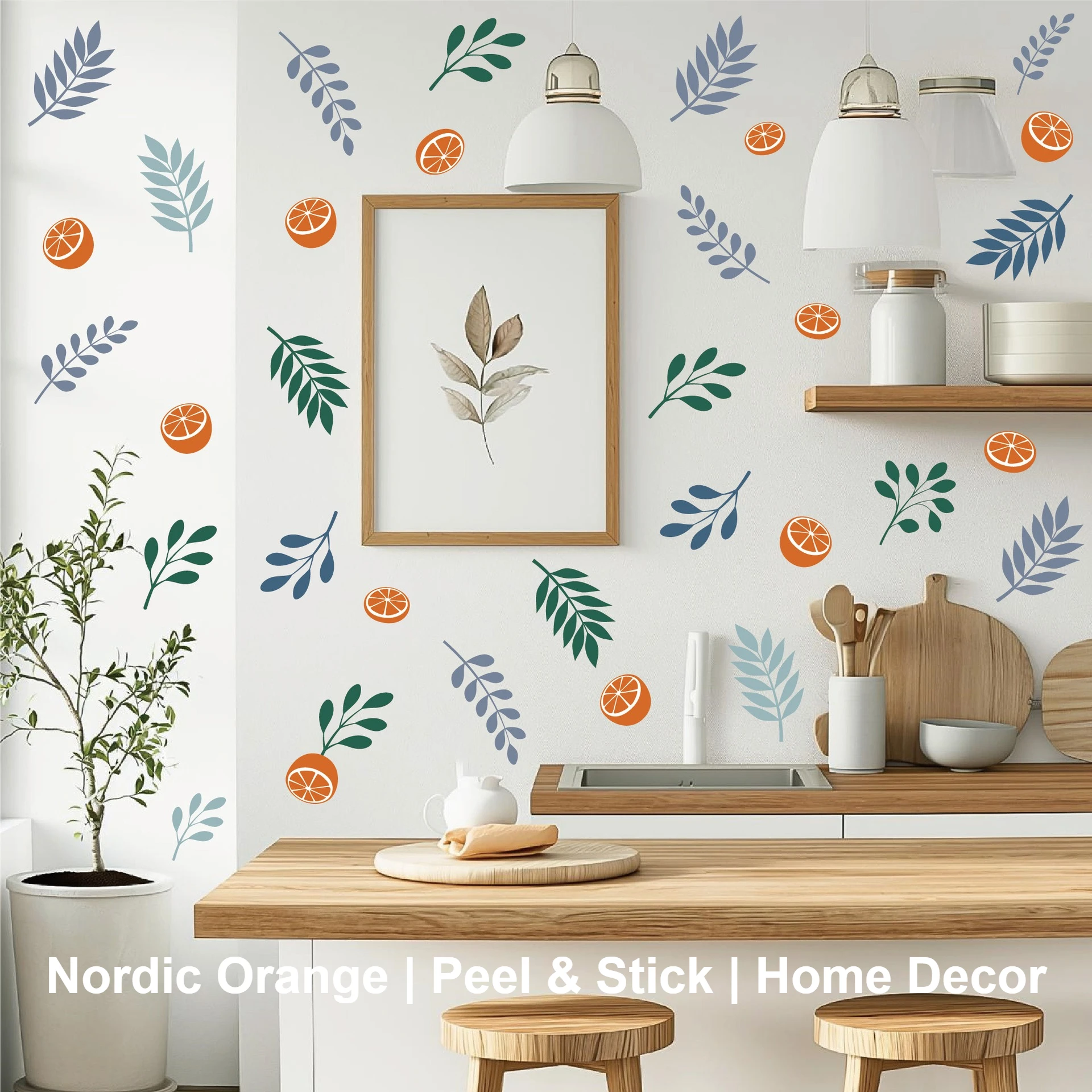 

Nordic Orange Wall Decal Peel and Stick Citrus Wall Sticker Self Adhesive Fruit Shop Window Bedroom Decor