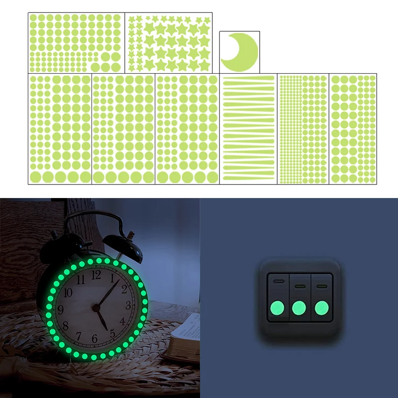 Glow-in-the-Dark Dots Stickers Removable Luminous Dot Decals Glowing Ceiling & Wall Stickers Alarm Clock Switch Sticker DIY