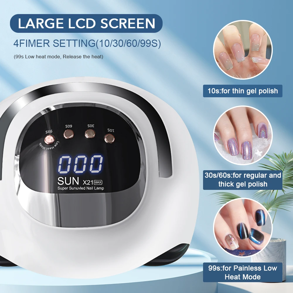 Profissional UV LED unha lâmpada para unhas, gel polonês, Foot cura lâmpadas, grande tela de toque, luz secador de unhas com 72 LEDs, 320W