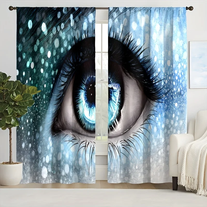 2pcs Eye Creative Pattern Curtains For Living Room Bedroom 3D Digital Printing Rod Pocket Curtain Home Decor Window cortina