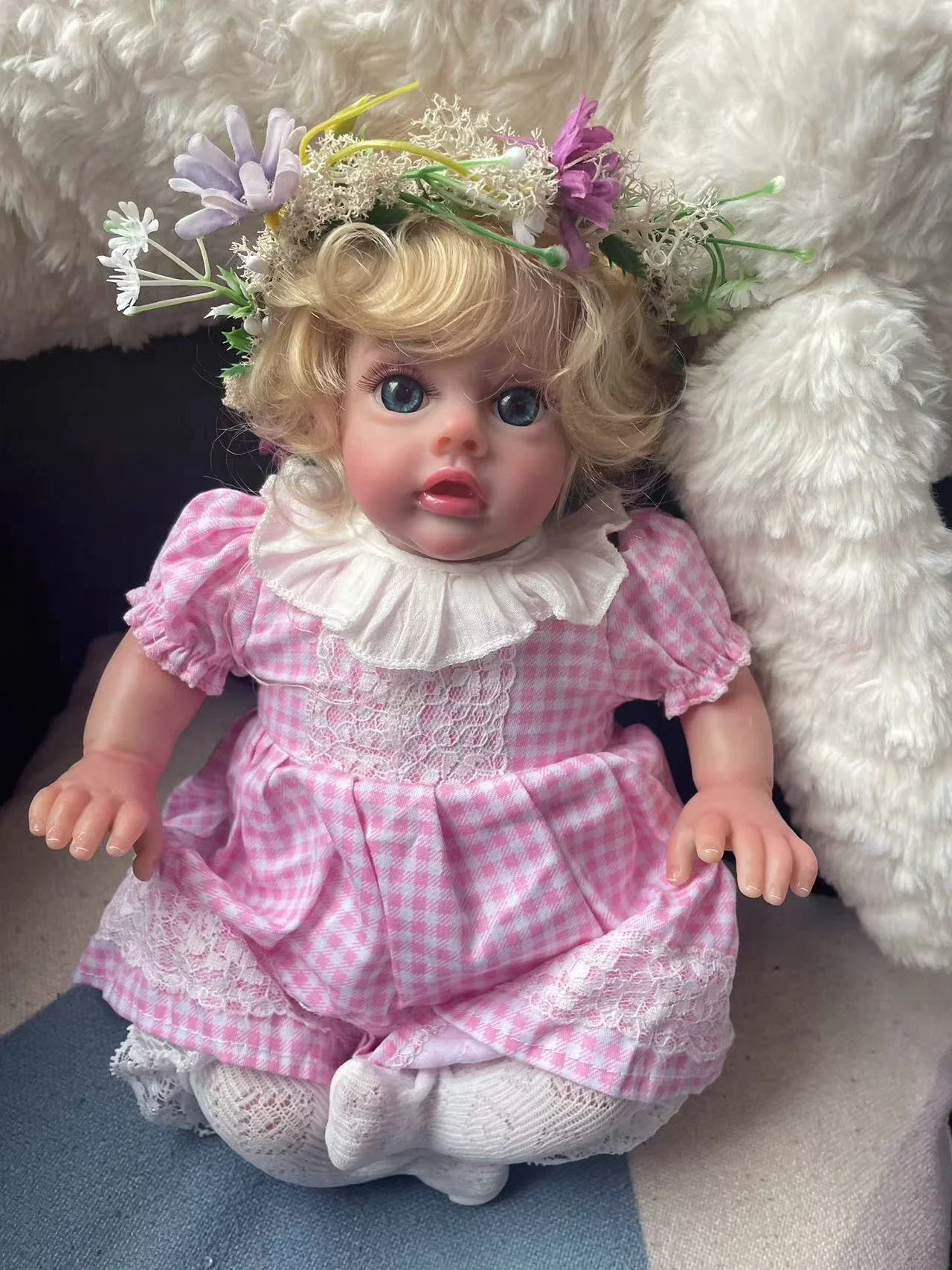 30CM Flo fairy Elf Already Painted finished doll reborn bebe doll lifelike real touch mini doll 3D Skin with Visible Veins