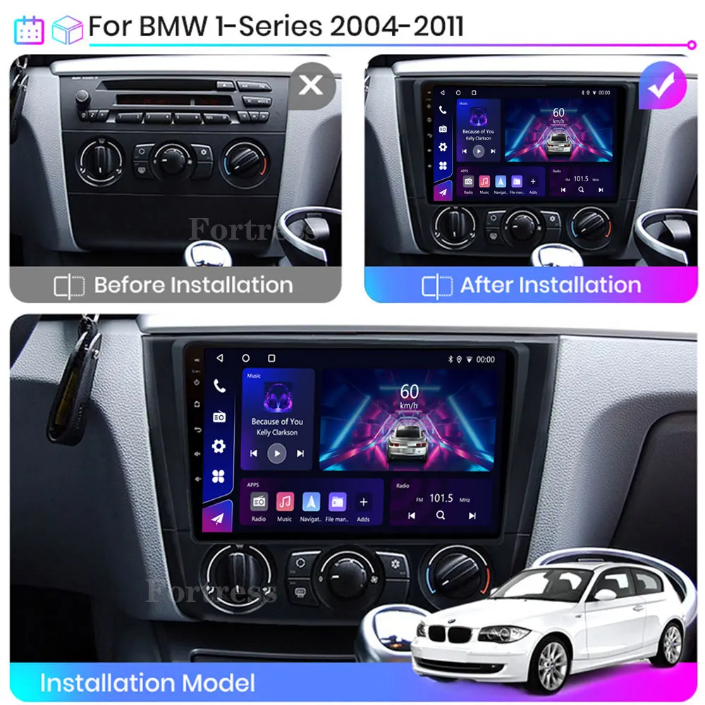Android 17 2 Din For BMW 1 Series E81 E82 E87 E88 AT 2004-2012 Car Multimedia Player Stereo GPs 4G Navigation BT WIFl Head Unit