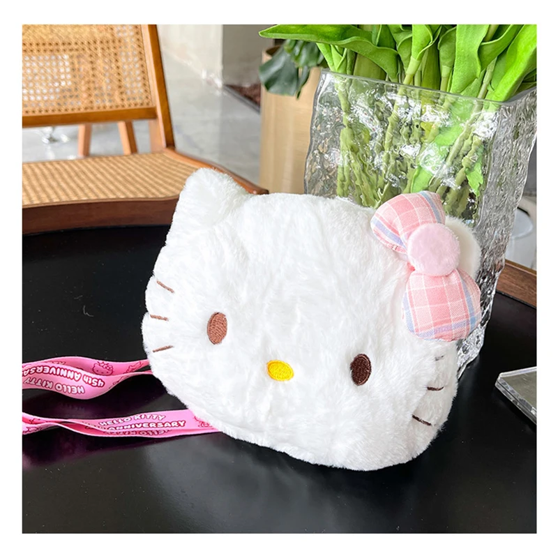 Hello Kitty Plush Bag Cartoon Cute Cat Crossbody Backpack Women Ins Plush Doll Bag New Personalized One Shoulder Storage Bag