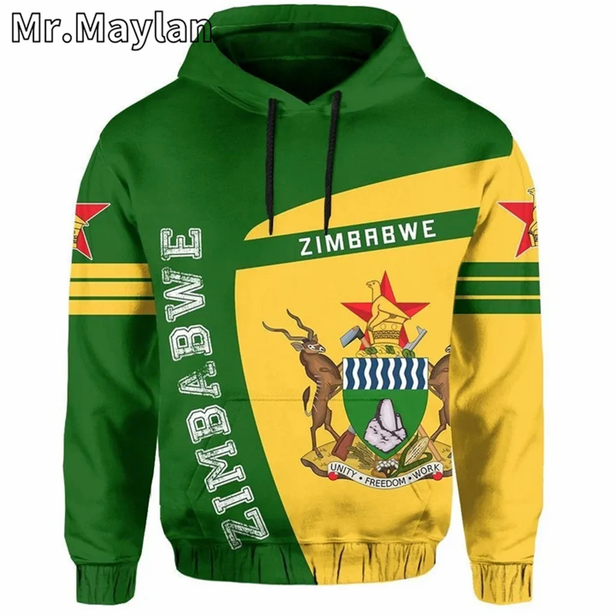 HOODIE negara Afrika HOODIE pria/wanita, jaket kasual Pullover ritsleting, pakaian jalanan Unisex, gambar bendera ZIMBABWE 3D JK-145