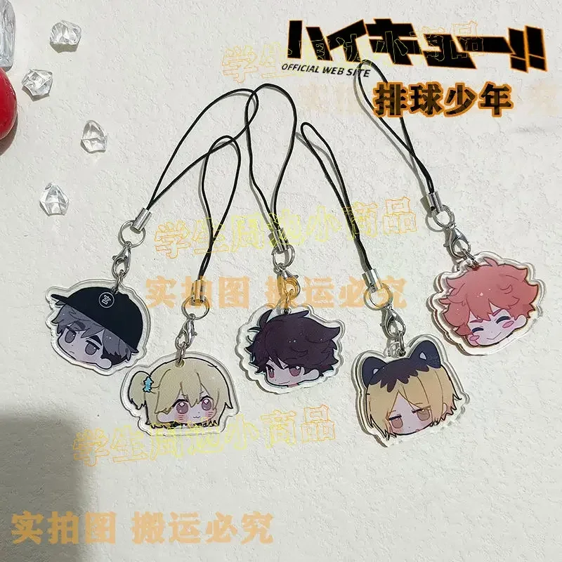 Haikyuu Anime Phone Chain Kozume Kenma Oikawa Tooru Cartoon Rope Lanyard Acrylic Pendant Kawaii Hanging Q Version Accessories