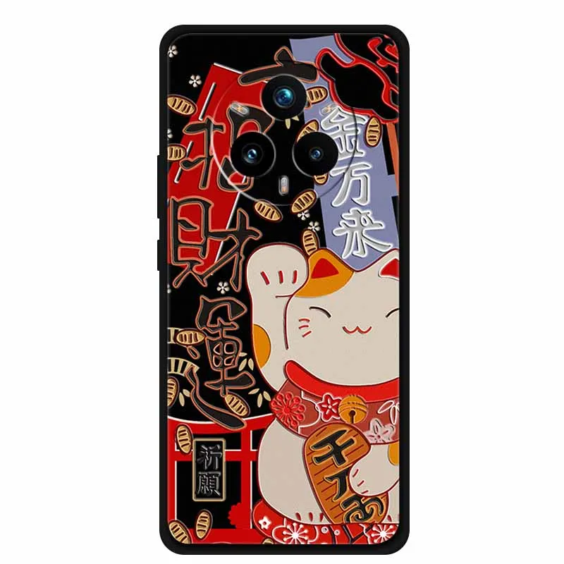 3D Emboss Phone Case For Realme 14 Pro Plus Coque Funda Black Silicone Soft Back Cover Case For Realme 14 Pro Plus Case Shell