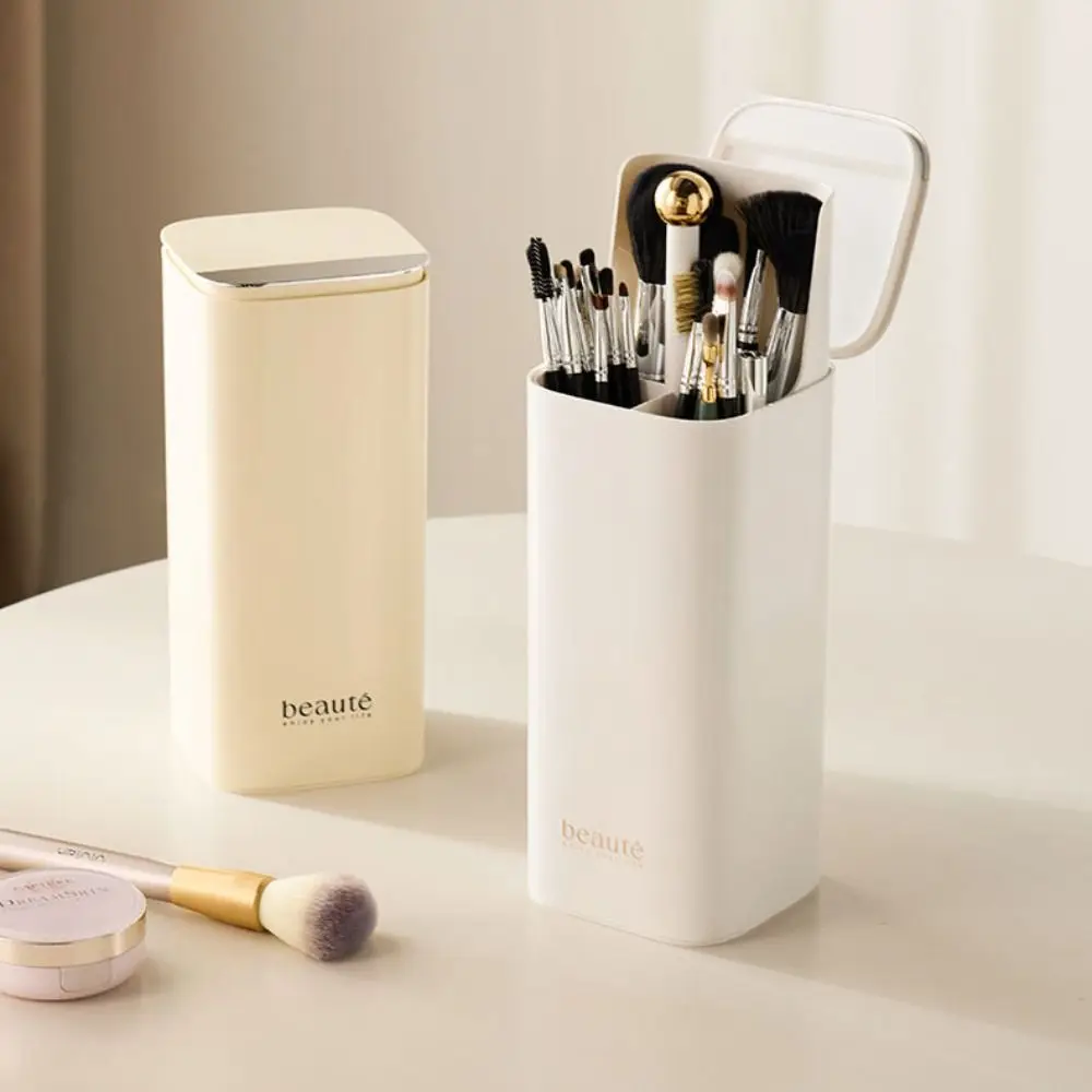 Automatischer Hebe-Make-up-Pinselhalter, staubdicht, große Kapazität, Desktop-Make-up-Werkzeughalter, wasserdicht, mit Deckel, Lippenstifthalter